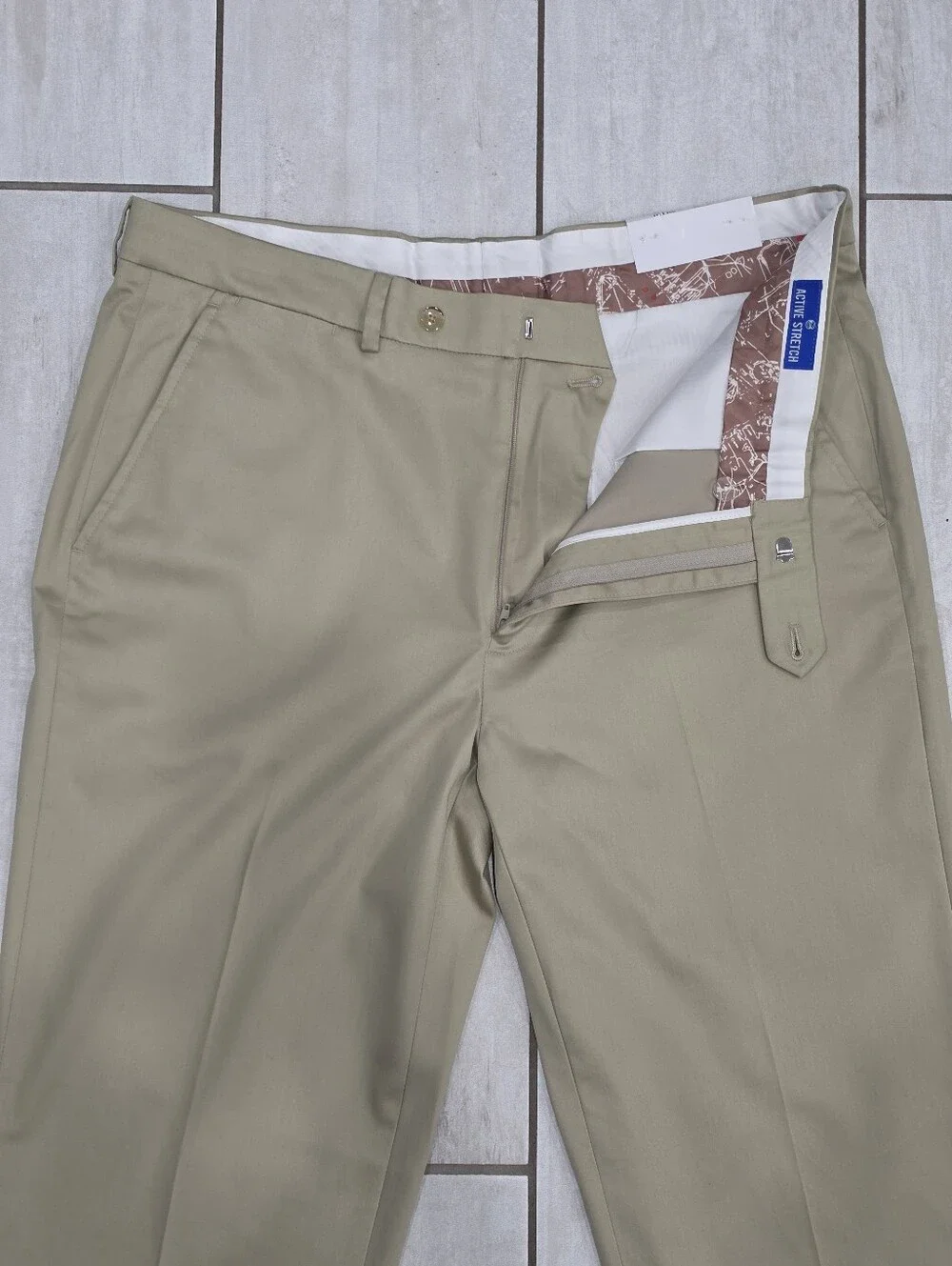NAUTICA Men's Flat-Front Khaki Dress Pants Chinos - Tan Beige Business Casual